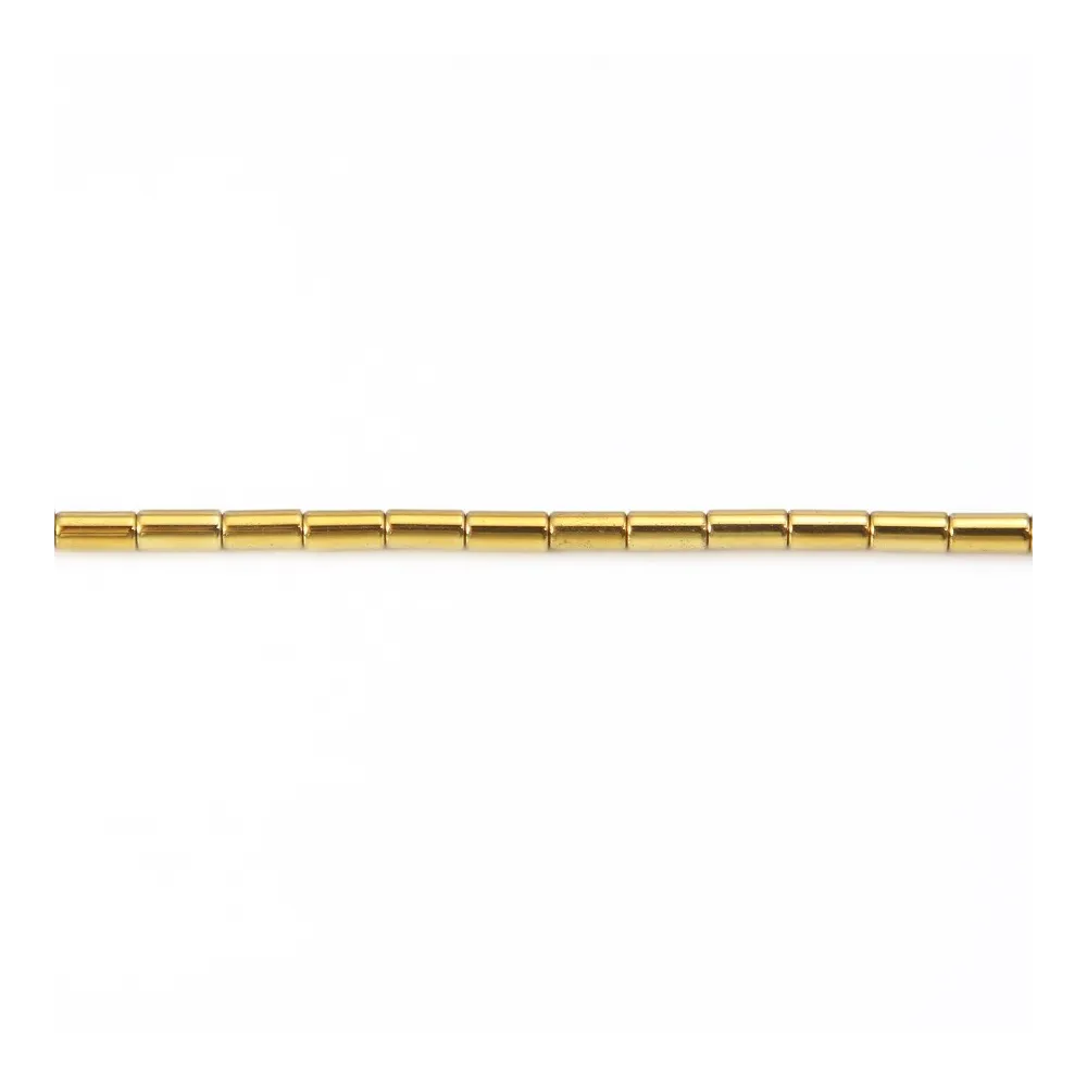Hematite golden tube 2x4mm x 40cm