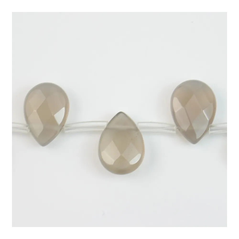 Agate tinted grey faceted dish drop 10x14mm x 40cm (28pcs)