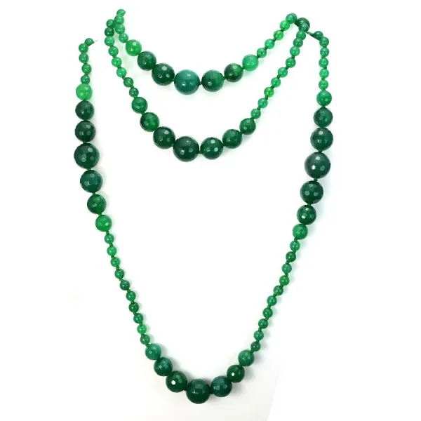 Necklace green agate 140cm 