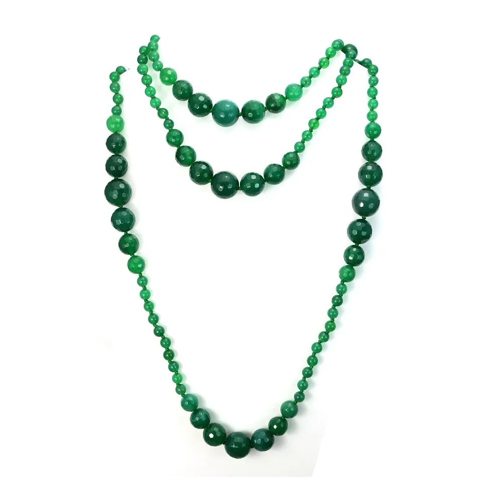 Necklace green agate 140cm 