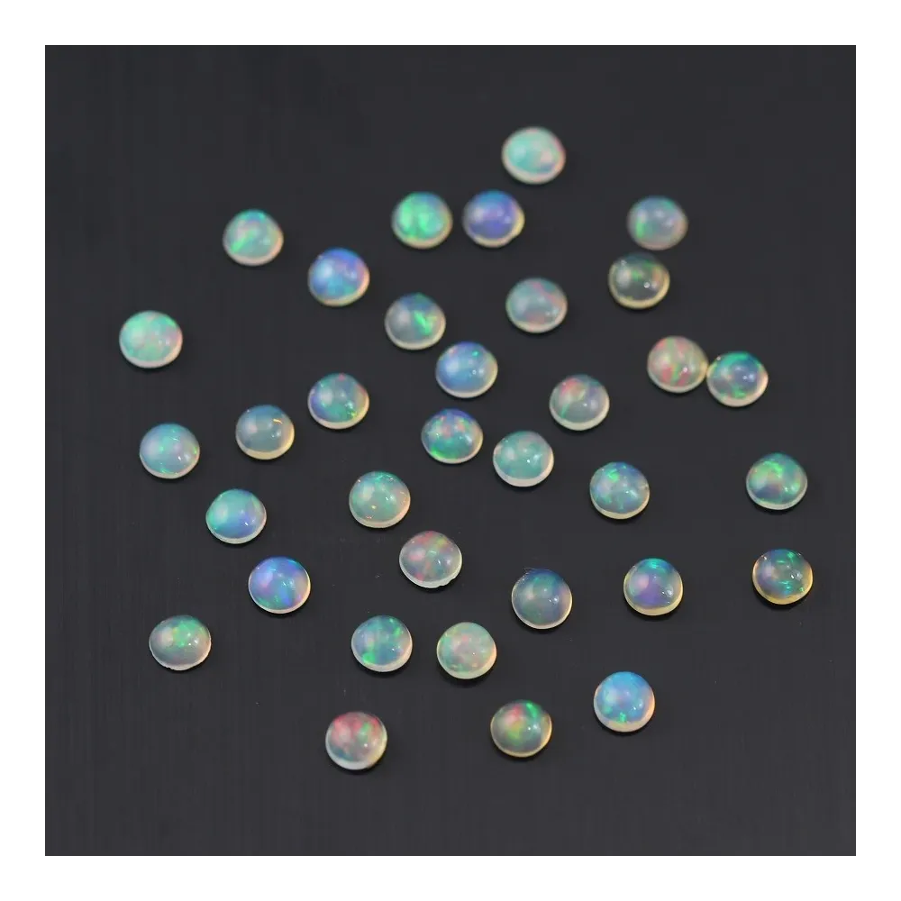 Cabochon opale ethiopian ronde 3.5mm -3.8mm x 1pc