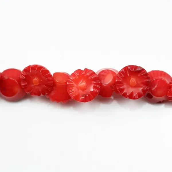 Bambou mer teinte rouge Fleur 8mm x 40cm 