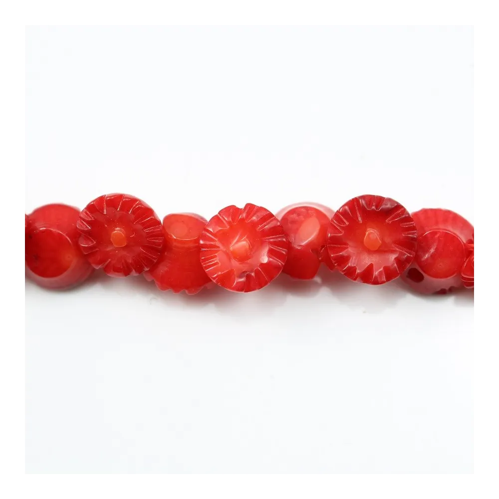 Bambou mer teinte rouge Fleur 8mm x 40cm 