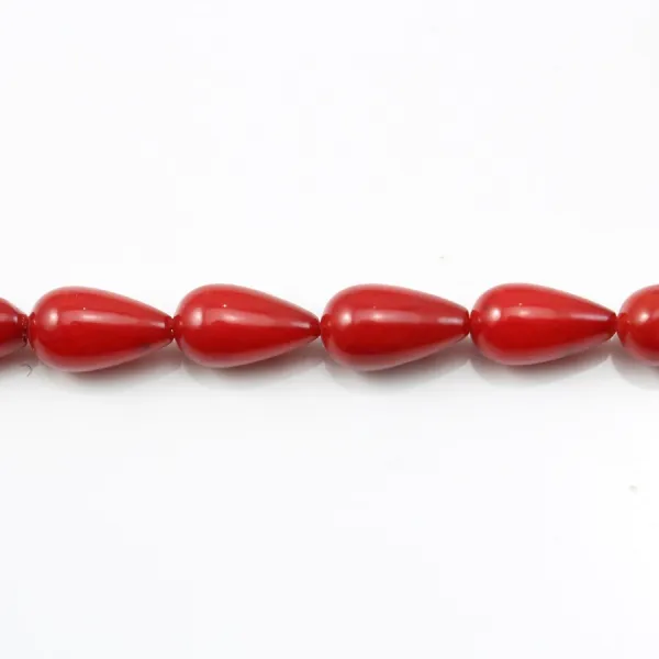 Bambou mer teinte rouge Goutte 7x11mm x 40cm