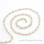 Chaîne Argent Doré avec Quartz Rose en 4-5mm x 20cm