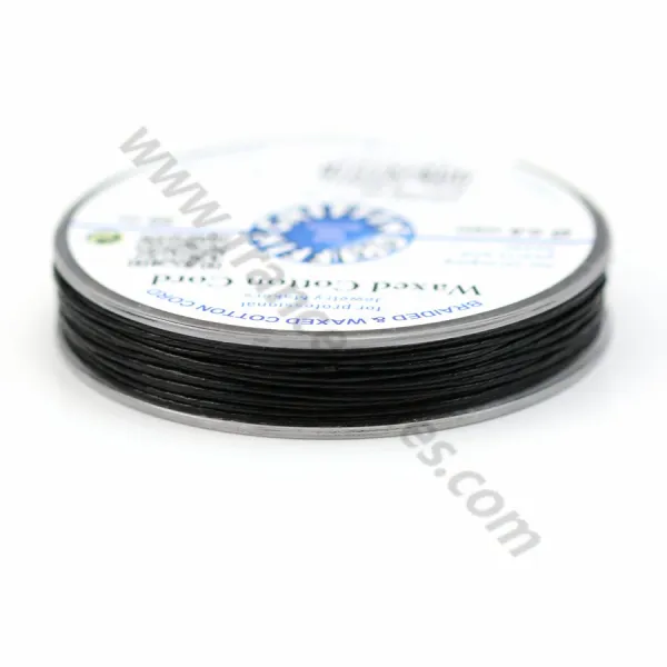 Cordonnet coton ciré noir 0.8mm  x 20m