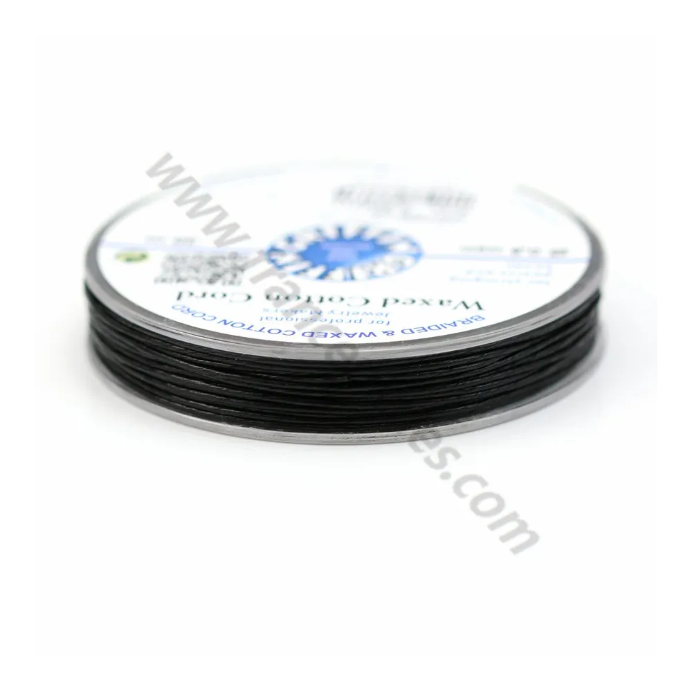 Cordonnet coton ciré noir 0.8mm  x 20m