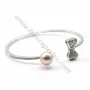 Argent 925 rhodié avec zirconium bracelet réglable pour perles semi percée 58mm x 1pc