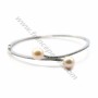 Argent 925 rhodié et zirconium bracelet 60mm pour perle semi percé x 1pc
