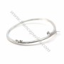 Rhodium 925 sterling silver 60mm bangle for half-driled beads x 1pc