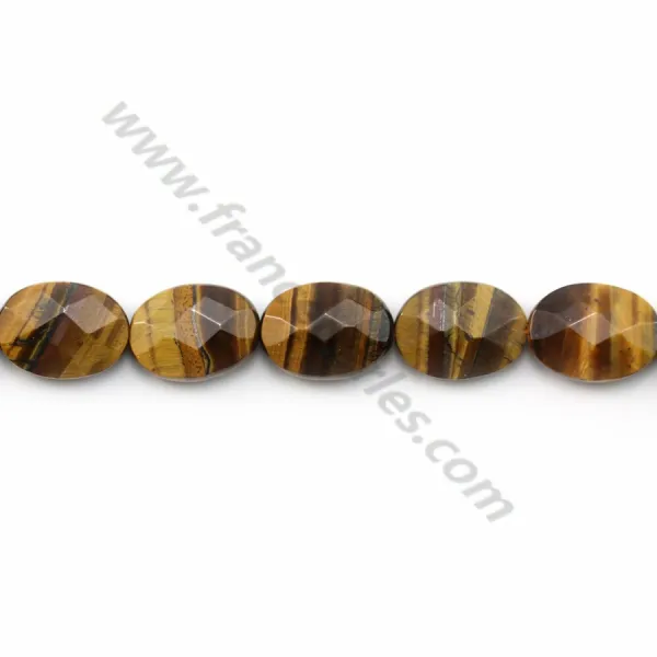 Œil de tigre ovale facetté 10x14mm x 40cm 
