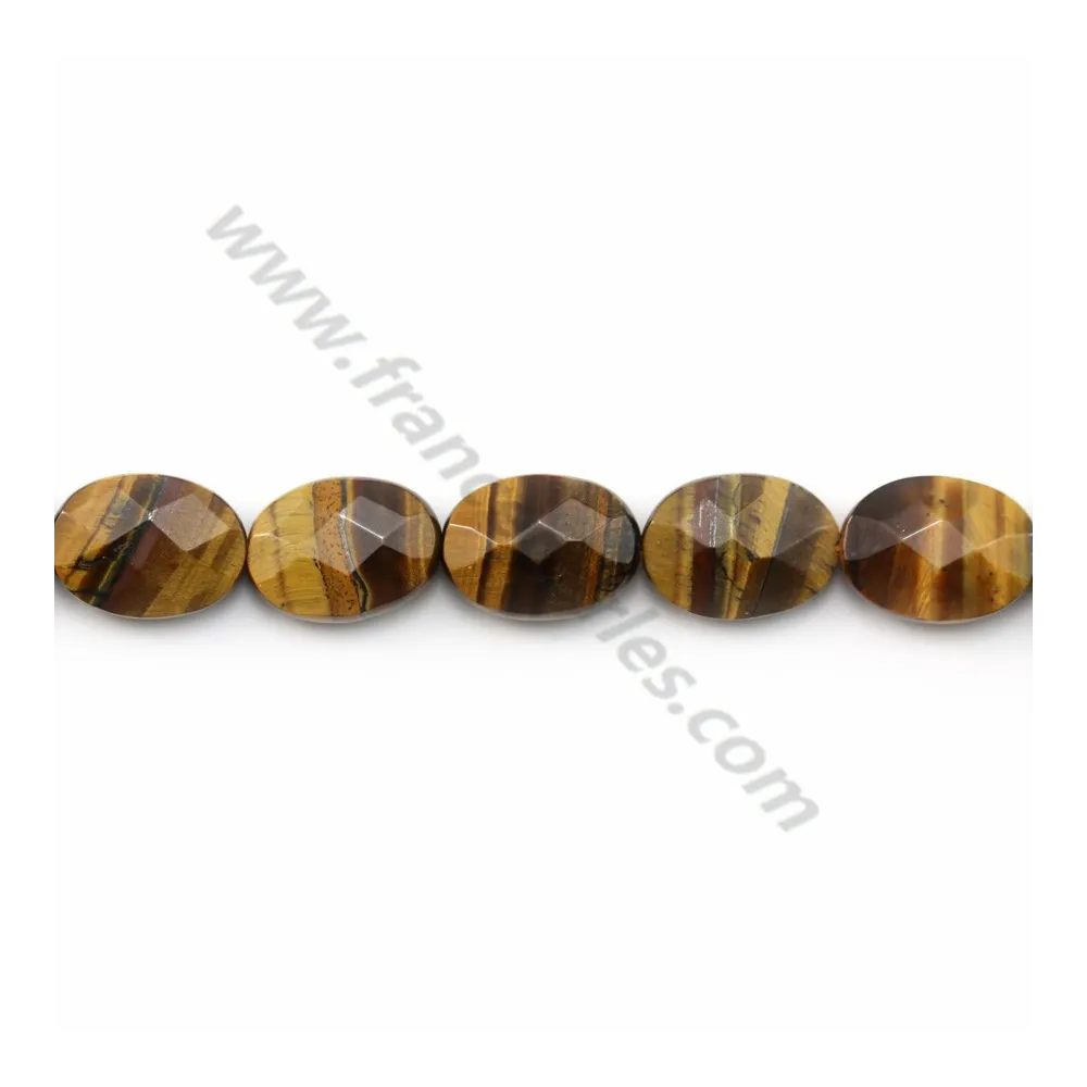 Œil de tigre ovale facetté 10x14mm x 40cm 