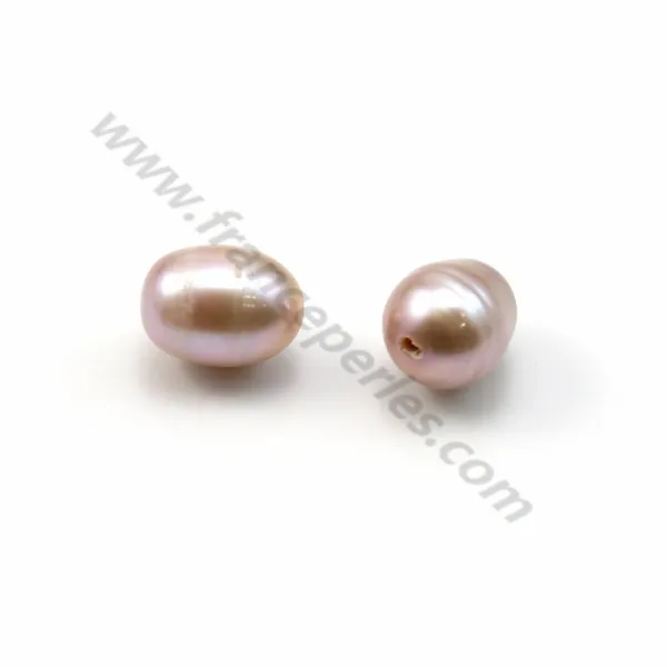 Perle de culture d'eau douce, mauve, olive, 9-10mm x 10pcs