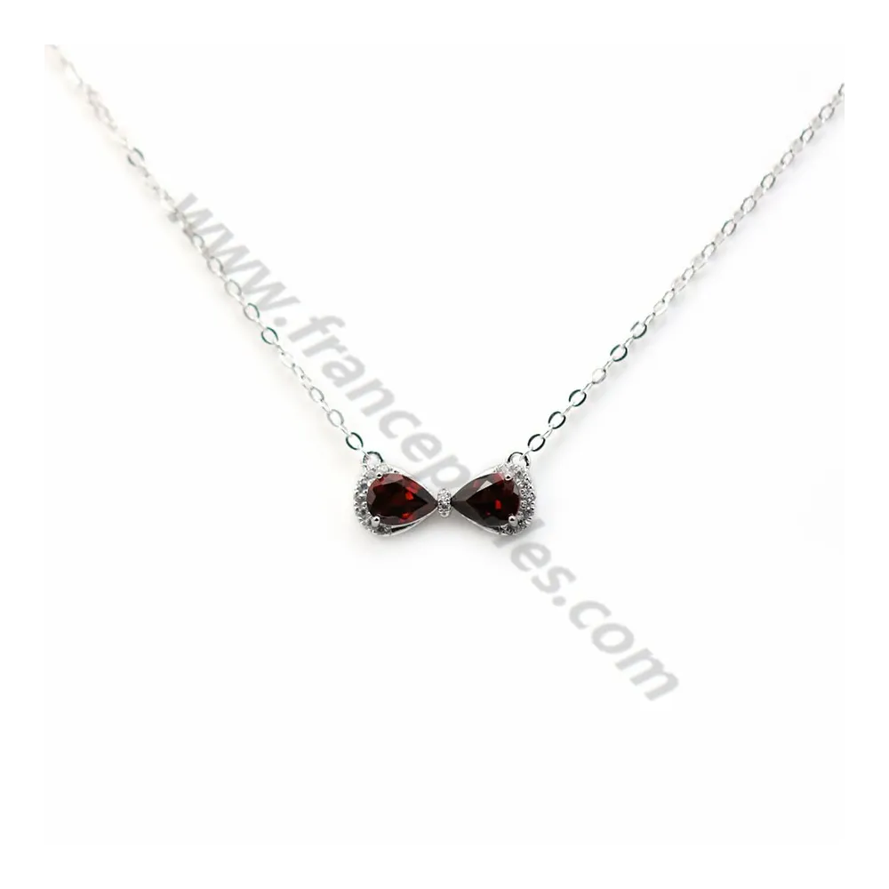 Collier grenat chaine en argent 925 rhodié x 1pc
