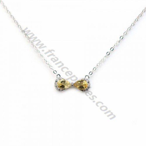 Collier citrine chaine en argent 925 rhodié x 1pc