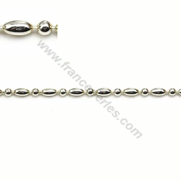 Chaîne perlée en argent 925 boule 2.5mm et oval 2.5x4.5mm x 50cm