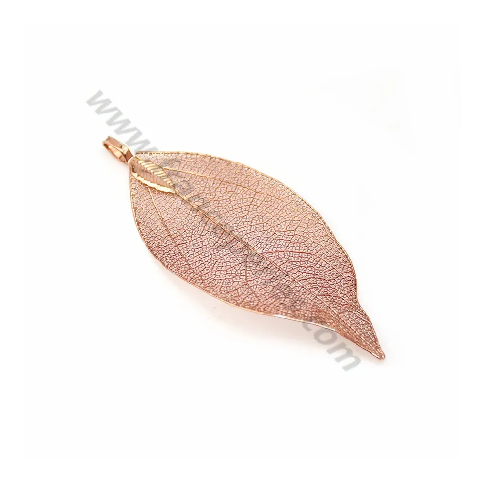 Real natural leaf stuck by "flash" gold on brass 34-45 x 65-85mm x 1pc