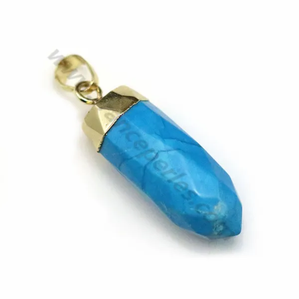 Pendentif de pierre brute en turquoise reconstitué x 1pc