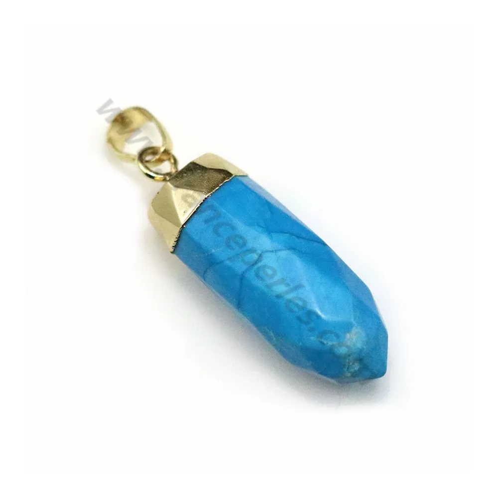 Pendentif de pierre brute en turquoise reconstitué x 1pc