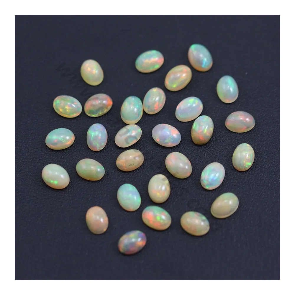 Cabochon d'opale ethiopienne, multicolore, de forme ovale, 5 * 7mm x 1pc