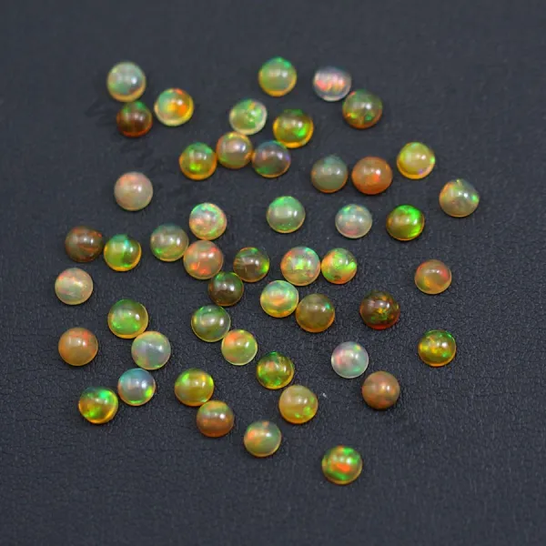Cabochon d'opale ethiopienne, multicolore, de forme ronde, 4mm x 1pc