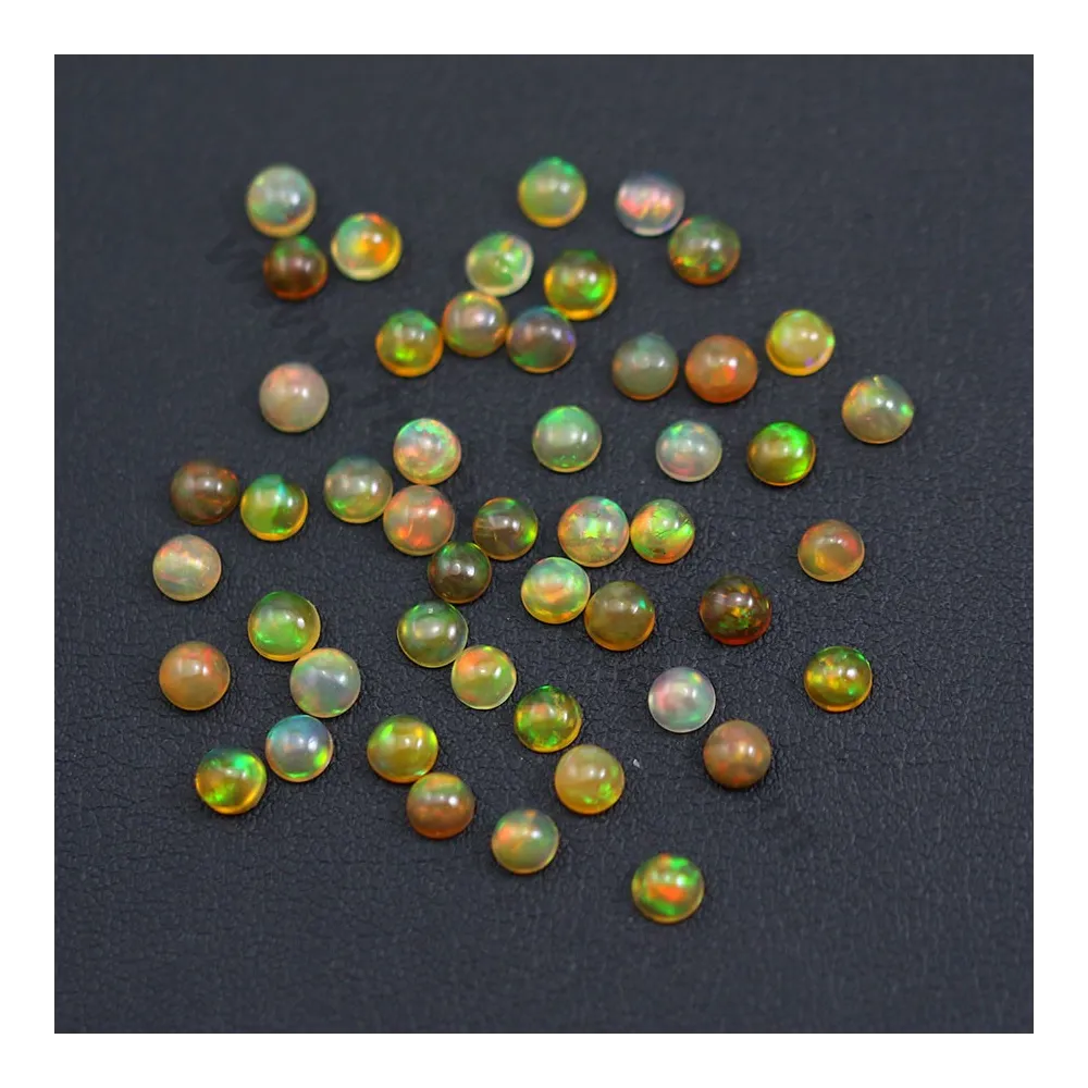 Cabochon d'opale ethiopienne, multicolore, de forme ronde, 4mm x 1pc