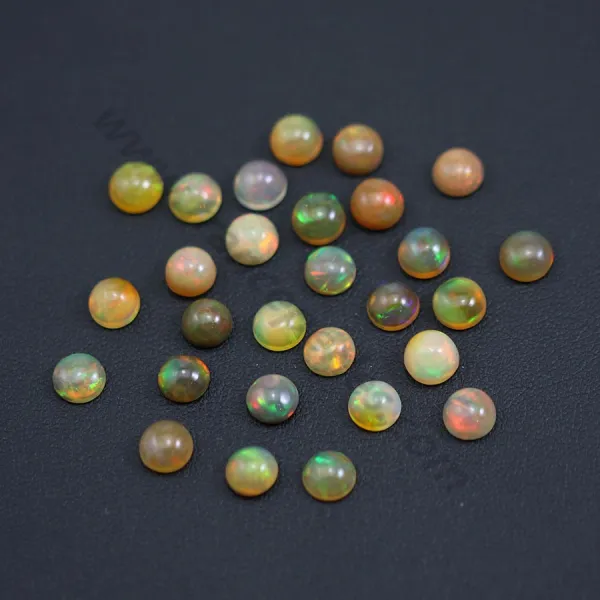 Cabochão de opala etíope, multicolorido, redondo, 6mm x 1pc