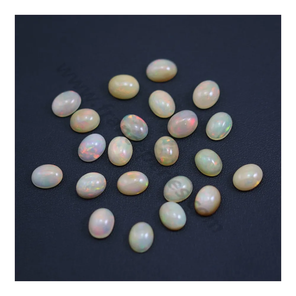 Ethiopian opal in cabochon, multicolored, in oval shape 7 * 9mm x 1pc