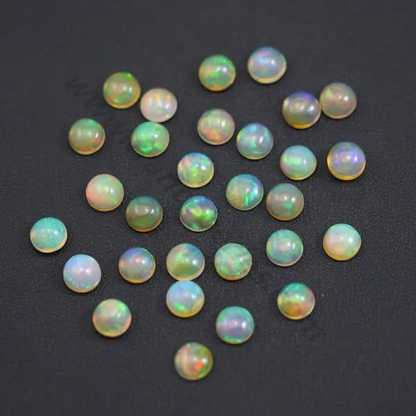 Cabochon d'opale ethiopienne, multicolore, de forme ronde, 6mm x 1pc
