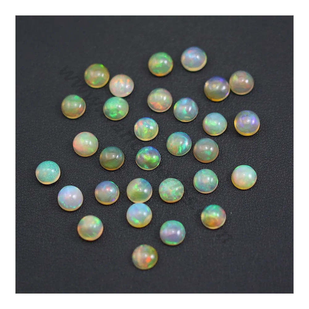 Cabochon d'opale ethiopienne, multicolore, de forme ronde, 6mm x 1pc