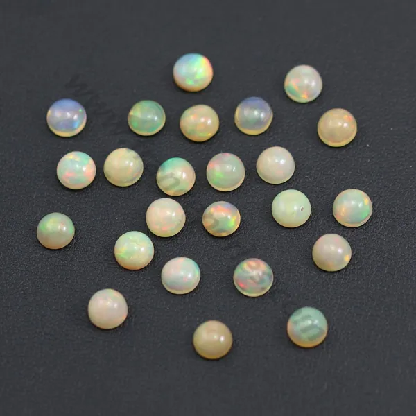 Cabochon d'opale ethiopienne, multicolore, de forme ronde, 6mm x 1pc