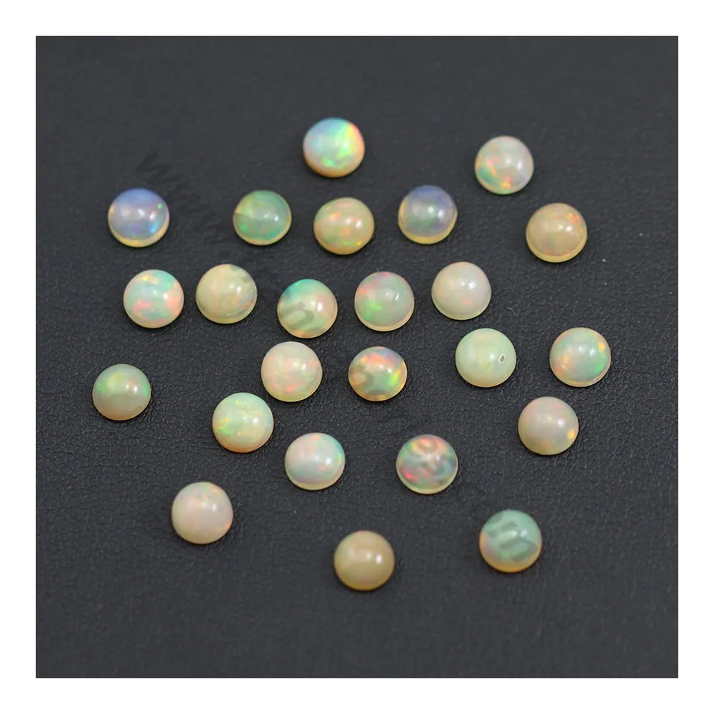 Cabochon d'opale ethiopienne, multicolore, de forme ronde, 6mm x 1pc