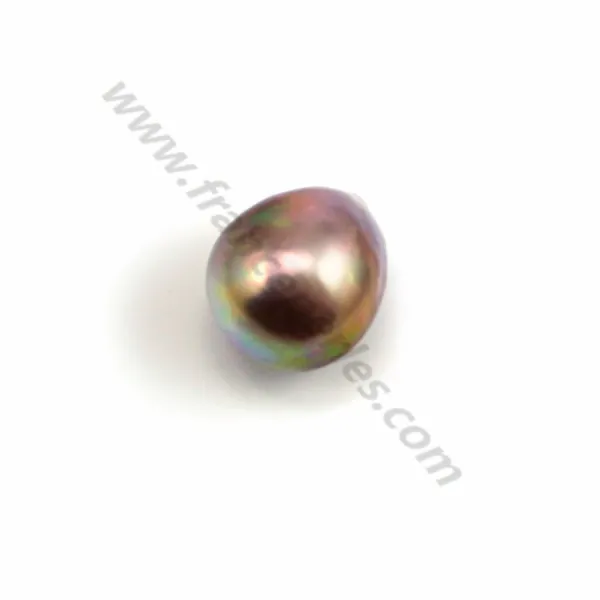 Perla cultivada de agua dulce, semiperforada, púrpura, ovalada, 9.5-10mm x 1pc