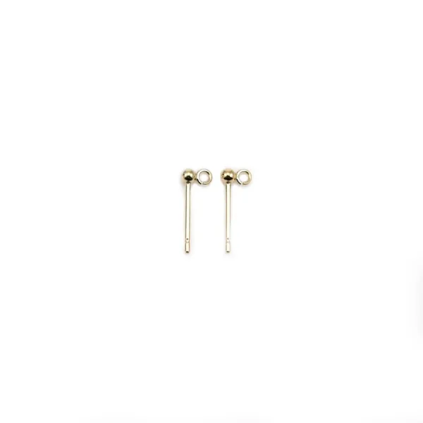 Clous d'oreilles boule avec anneau en Gold Filled 2mm x 2pcs