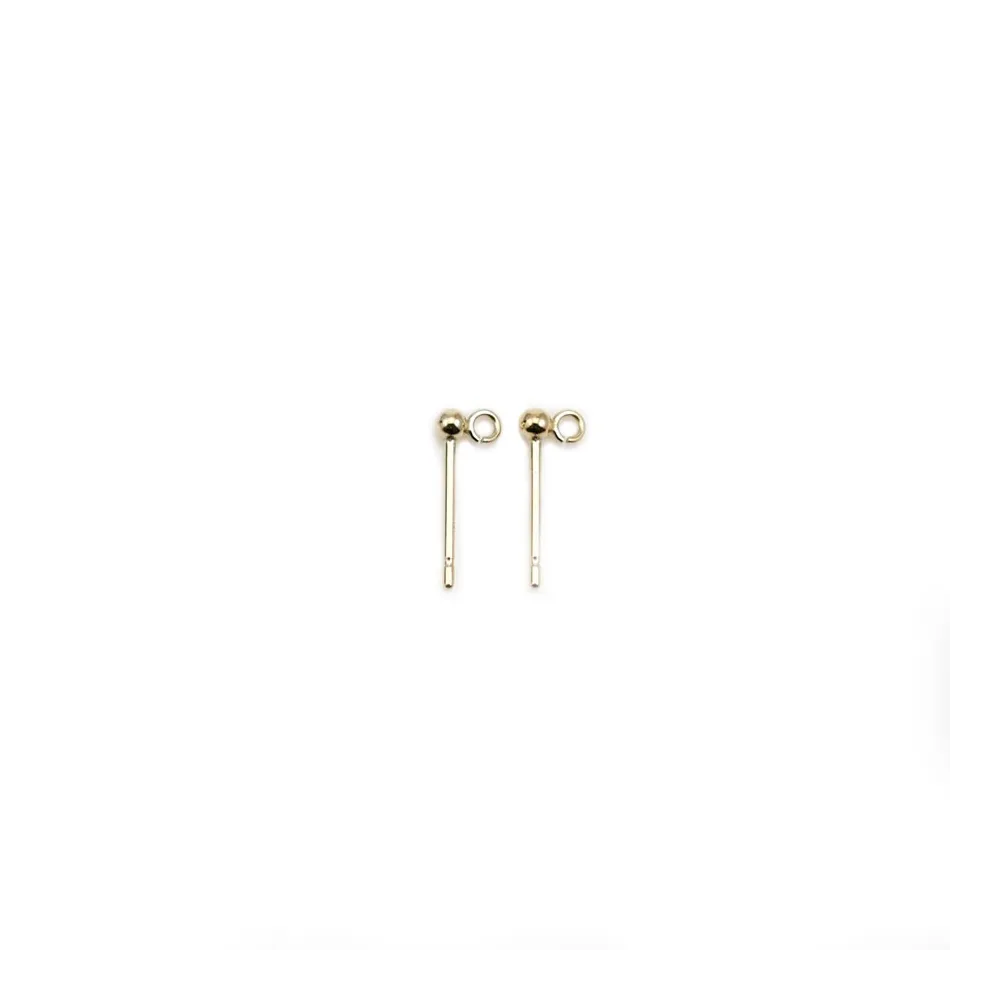 Clous d'oreilles boule avec anneau en Gold Filled 2mm x 2pcs