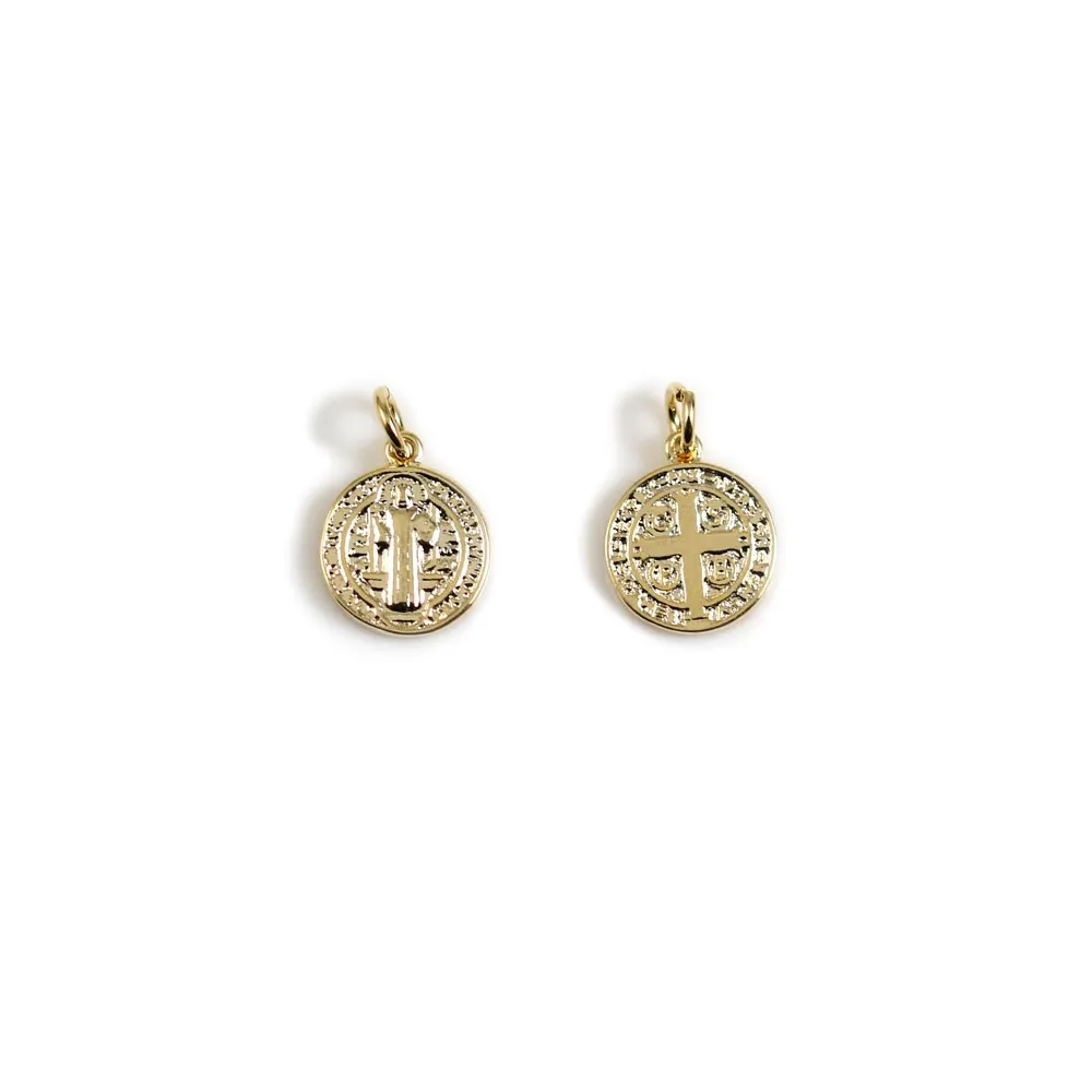Medal pendant with an angel, plated with "flash" gold on brass 15.5mm x 2pcs