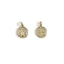 Pendentif médaille avec un ange, plaqué par "flash" or sur laiton 15.5mm x 2pcs