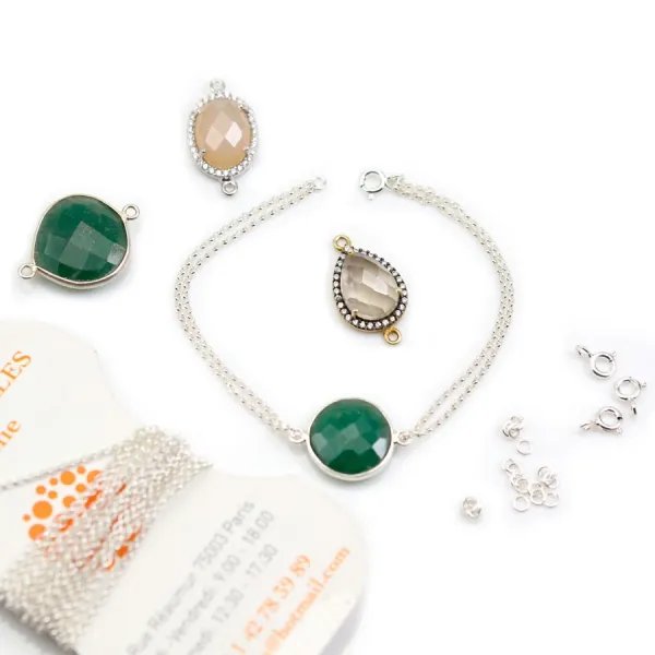 Tourmaline necklace, in rhodium silver 925, 45cm