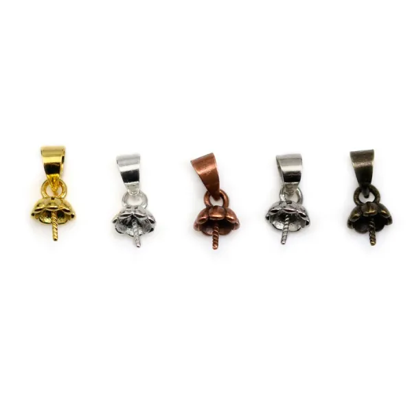 Bélière coupelle pour perle half-percée en metal 8mm x 4pcs