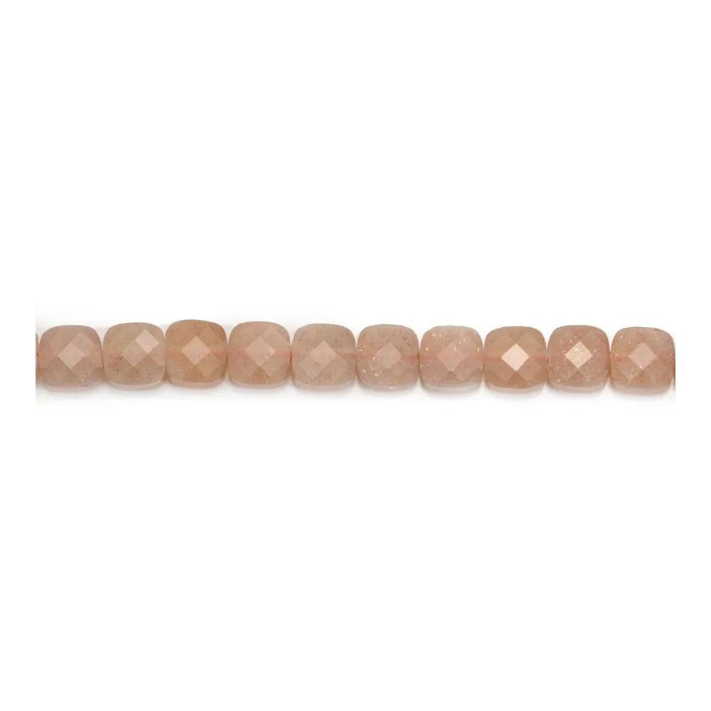 Piedra de luna naranja, en forma de cuadrado facetado 6mm x 39cm