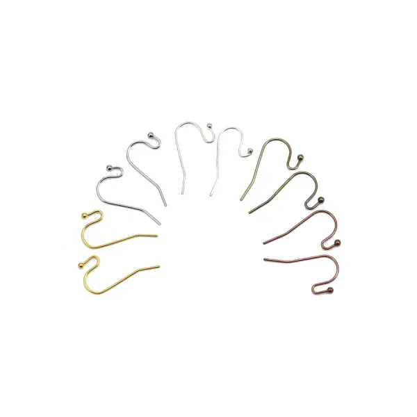 Ear wires with ball in raw brass 24x0.7mm x 20pcs