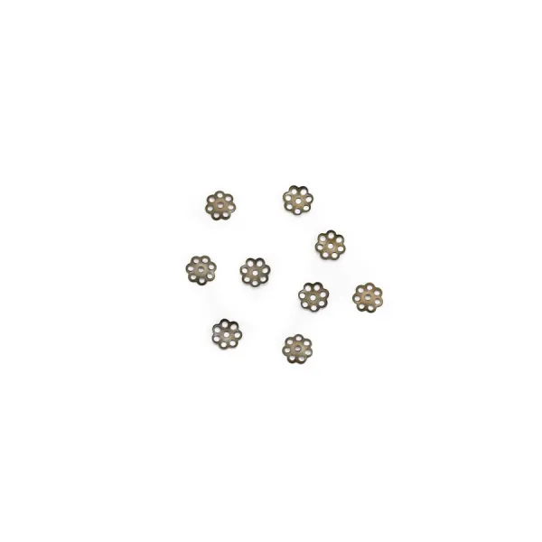 Coupelle en métal de couleur bronze, en forme de fleur, 6mm x 40pcs