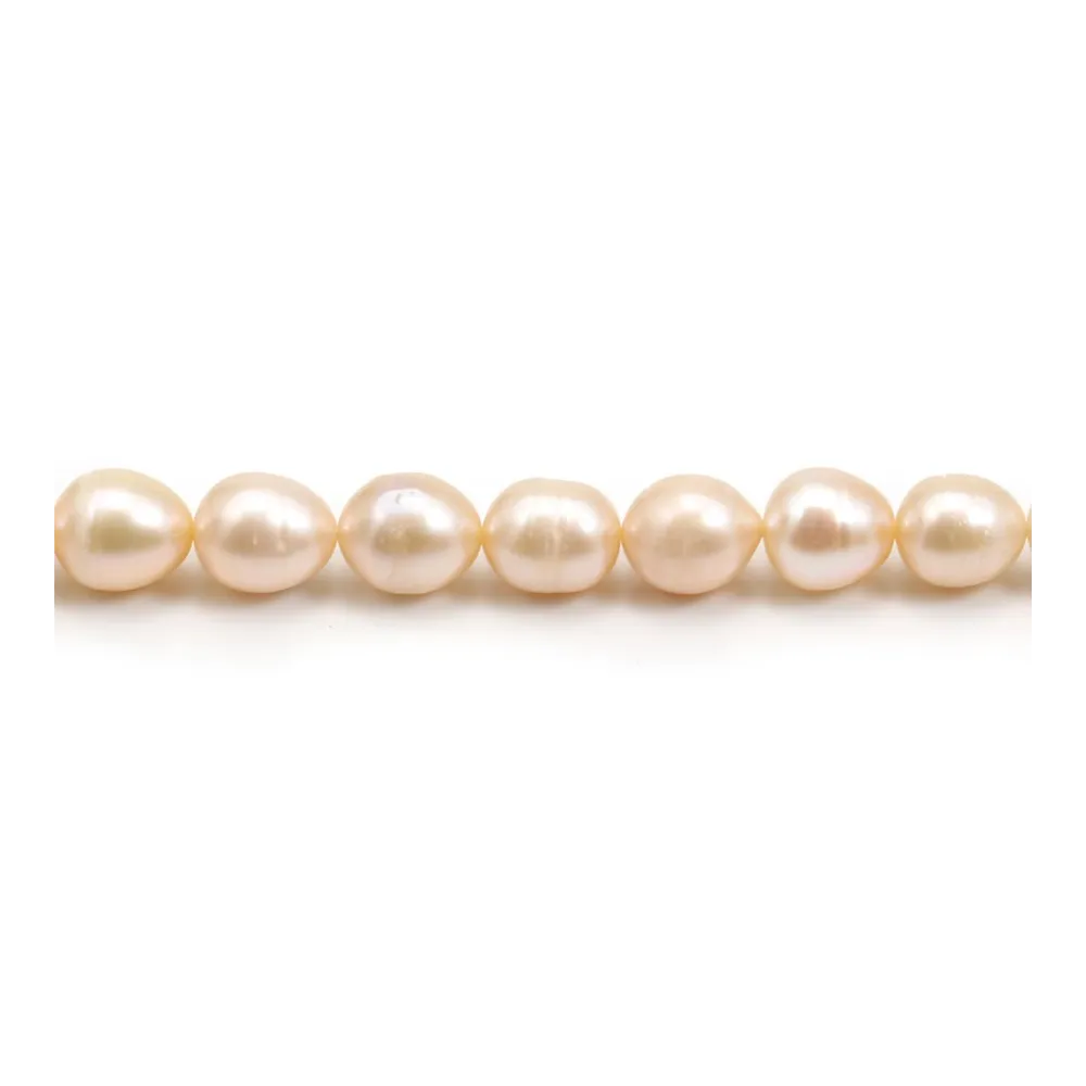 Perles de culture d'eau douce, saumon, olive, 9-10mm x 4pcs