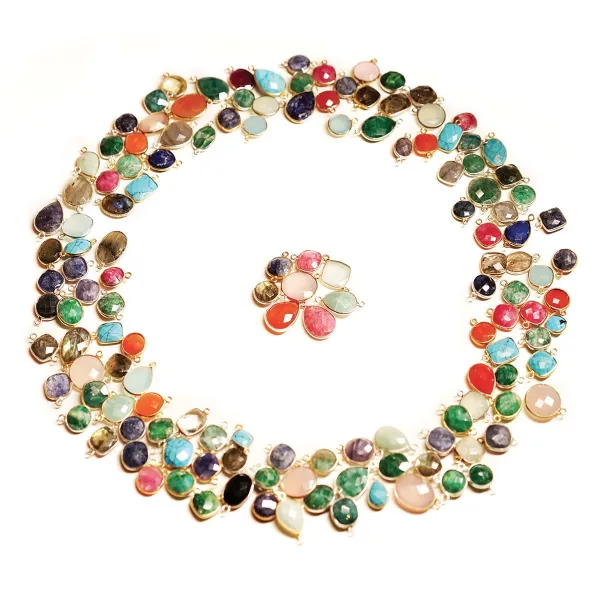 Pierre bleue traitée ovale serti en argent avec zirconium 13x17mm x 1pc