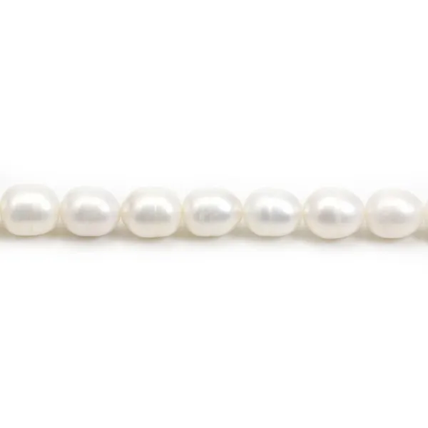 Perles d'eau Douce Blanc ovale 10-11mm x 40cm