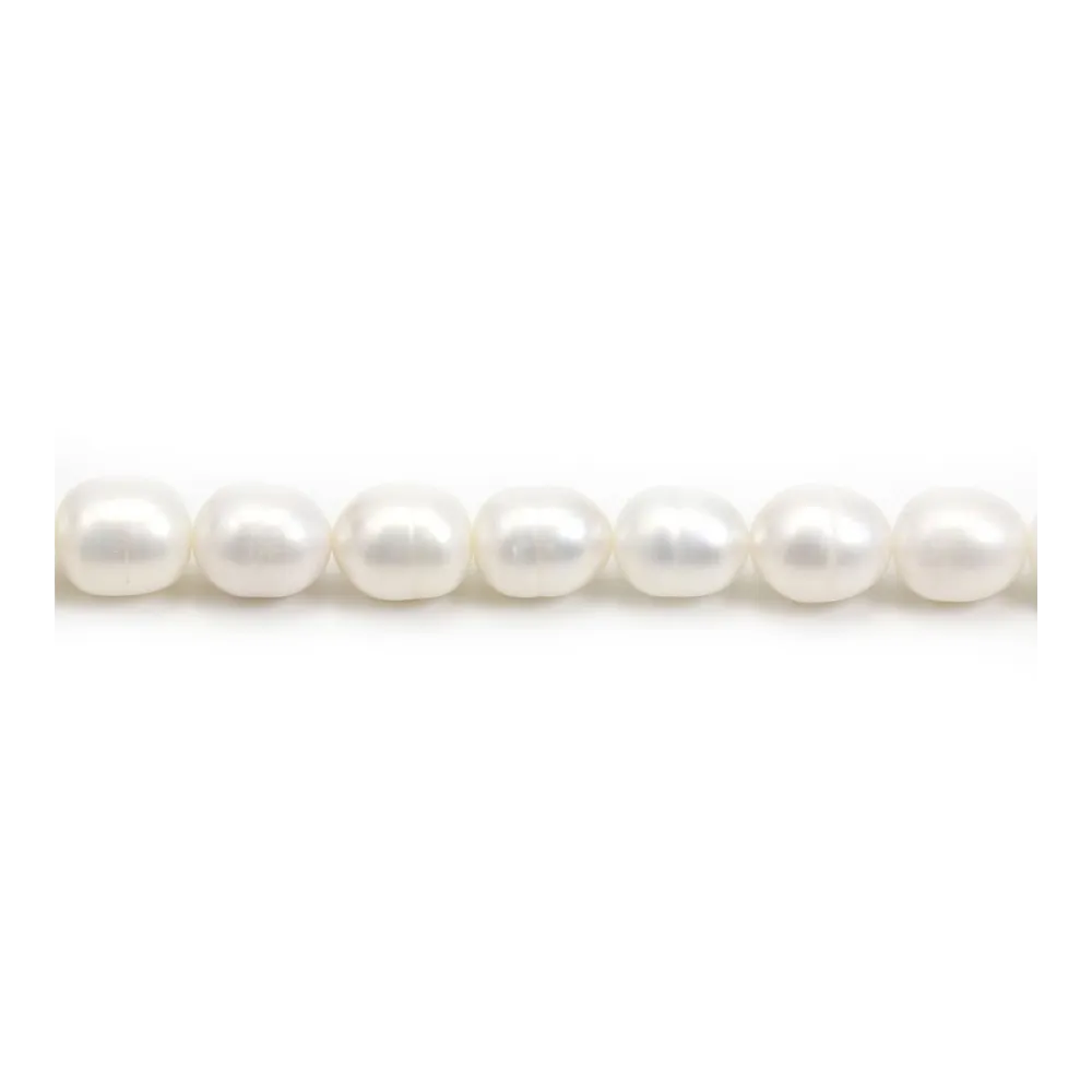 Perles d'eau Douce Blanc ovale 10-11mm x 40cm