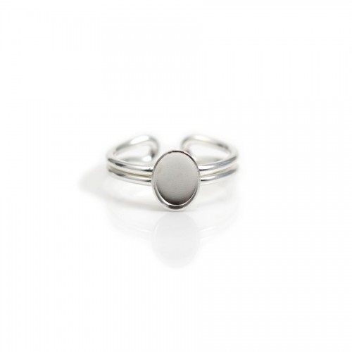 Bague réglable support ovale 6x8mm en argent 925 x 1pc