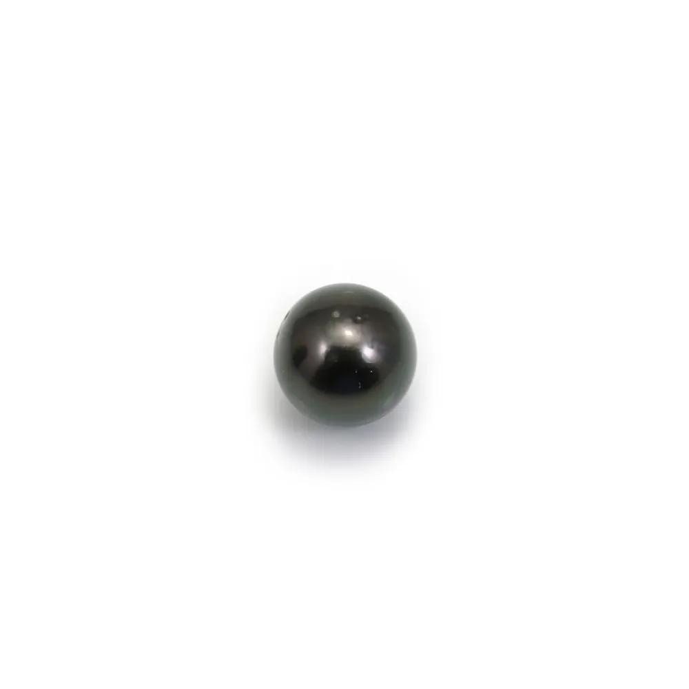 Perle Ronde De Tahiti Gris Pigeon 10,4mm, Entièrement Percée, Cultivée Au Japon - Qualité Haute, éclat Magnifique