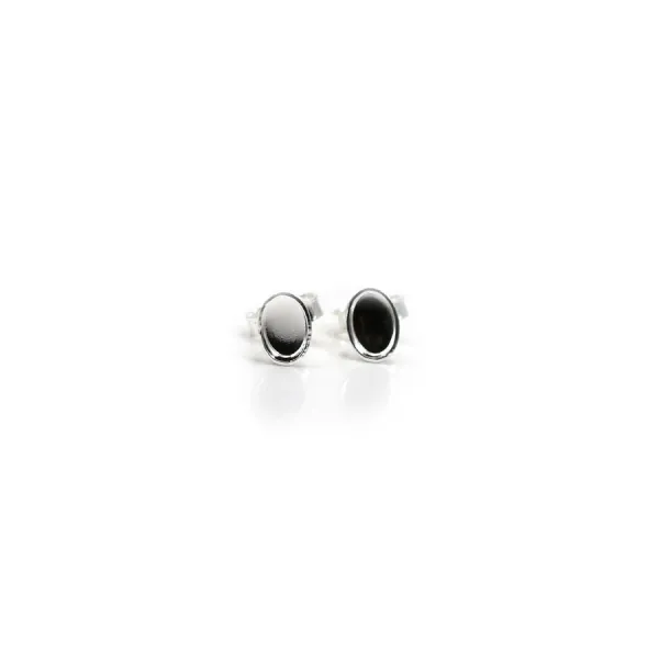 Clous d'oreilles plateau oval pour cabochon 4x6mm en argent 925 x 2pcs