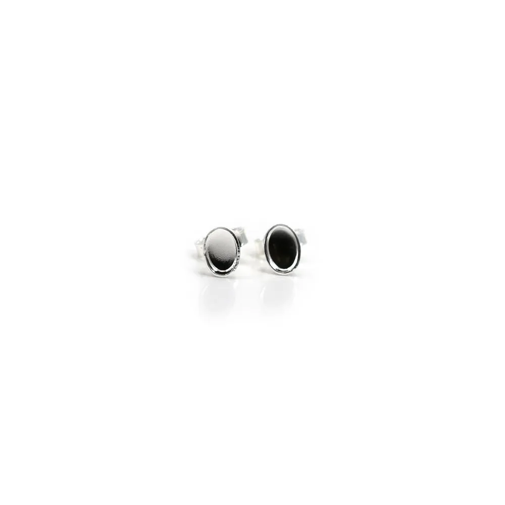 Clous d'oreilles plateau oval pour cabochon 4x6mm en argent 925 x 2pcs